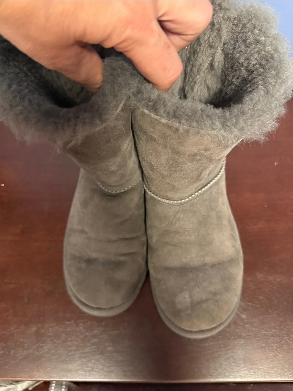 UGG women’s Bow-Back Suede Boot in Grey